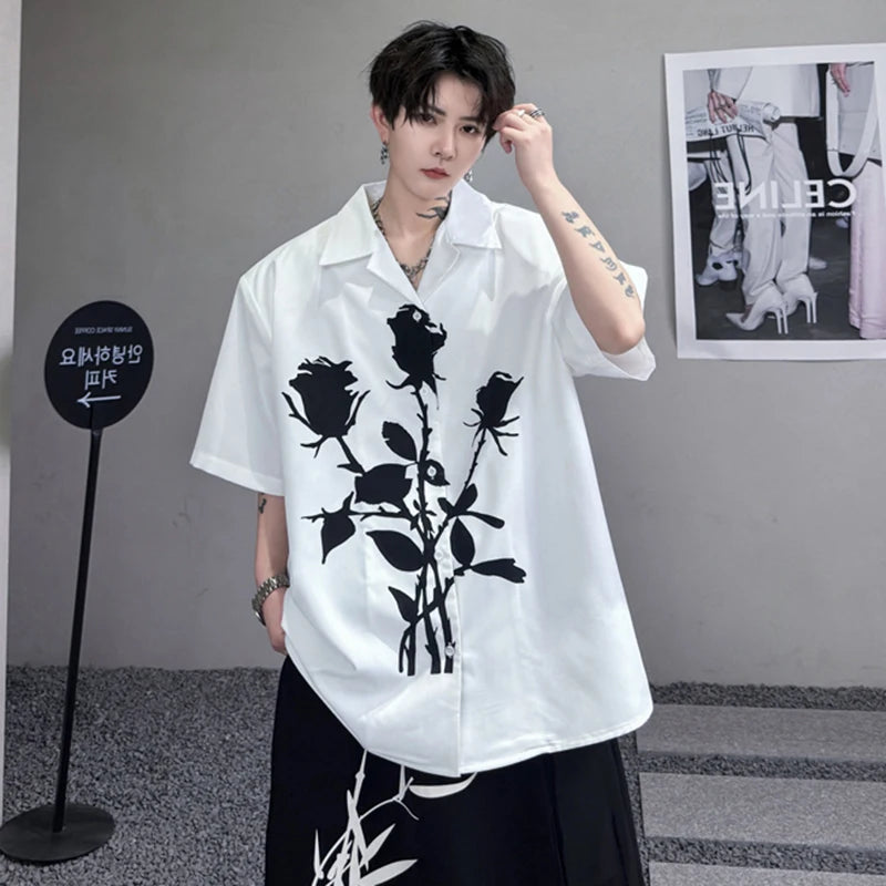 Black & White Floral Short Sleeve Shirt