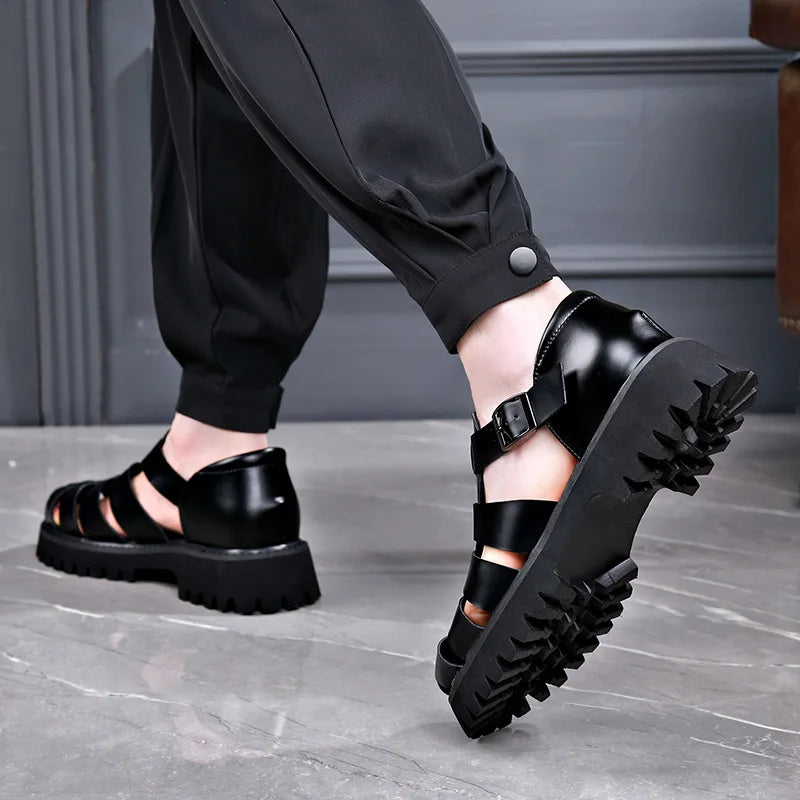 Platform Genuine Leather Hollow Out Sandals