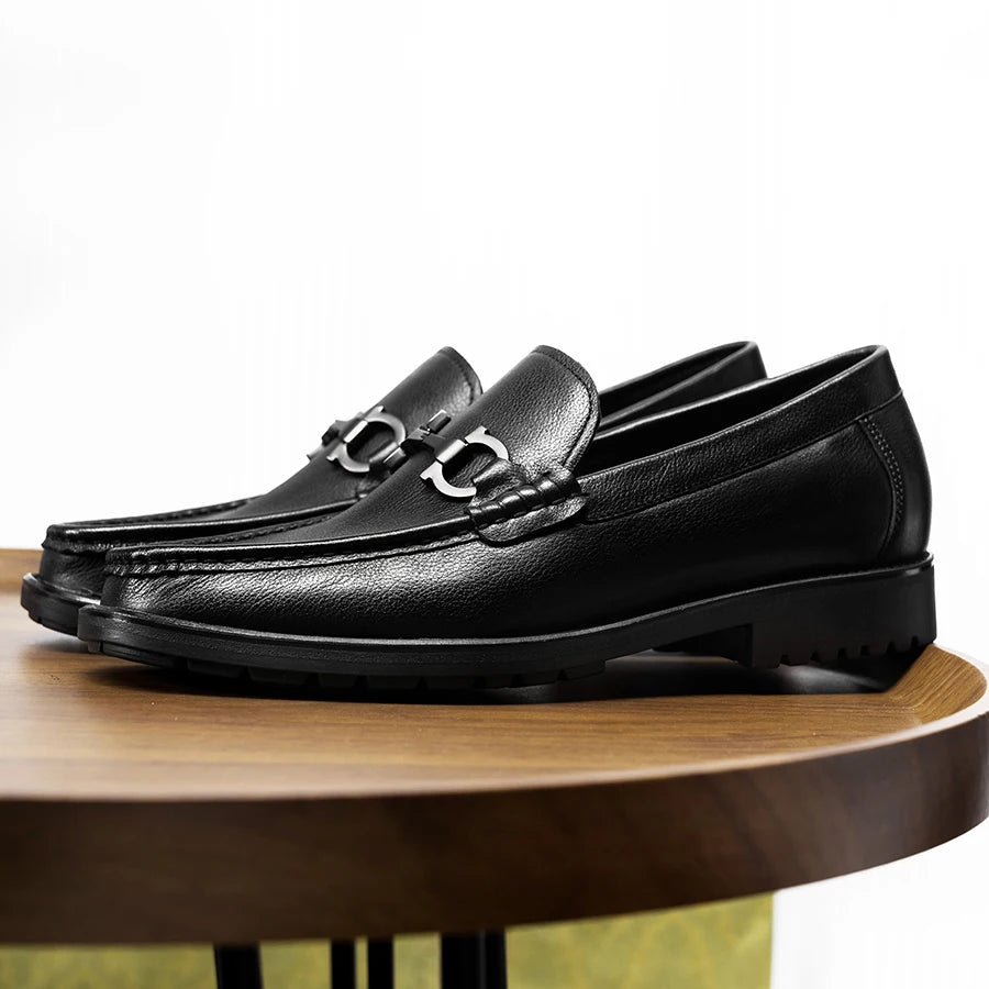 Classic Black Horsebit Dress Loafers