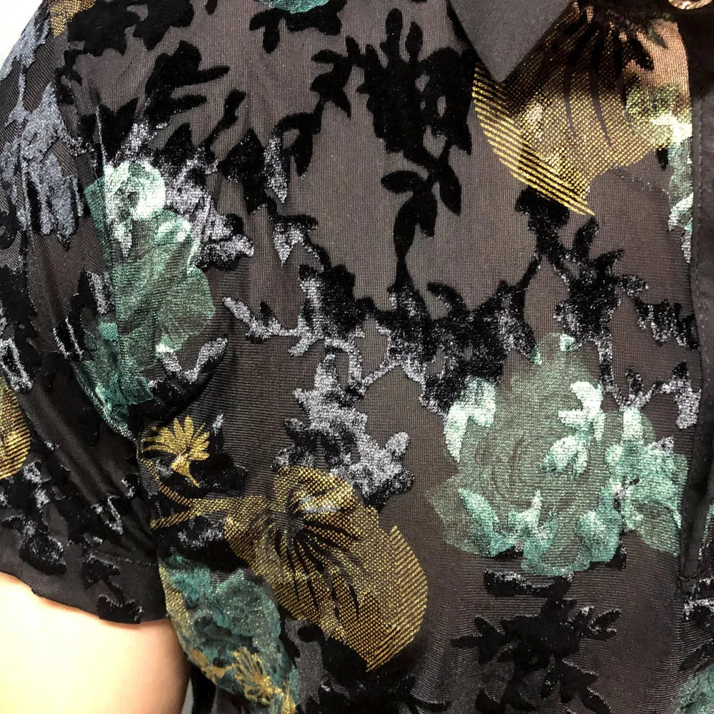 Black Gold Abstract Pattern Polo Shirt