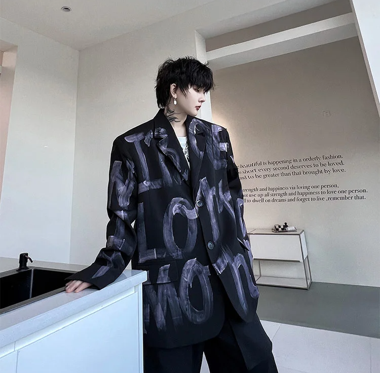 Big Letter Printed Pattern Blazer