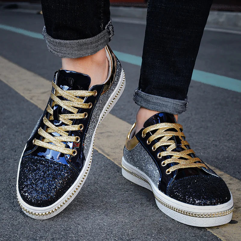 Luxury Sequined Contrast Color Sneakers