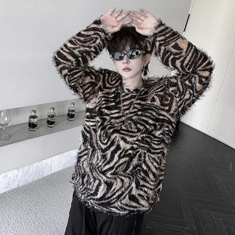 Casual Zebra-Stripe Design T-Shirt