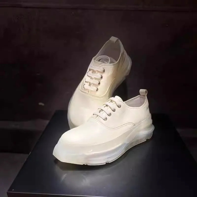 Solid Transparent Sole Lace-Up Sneakers