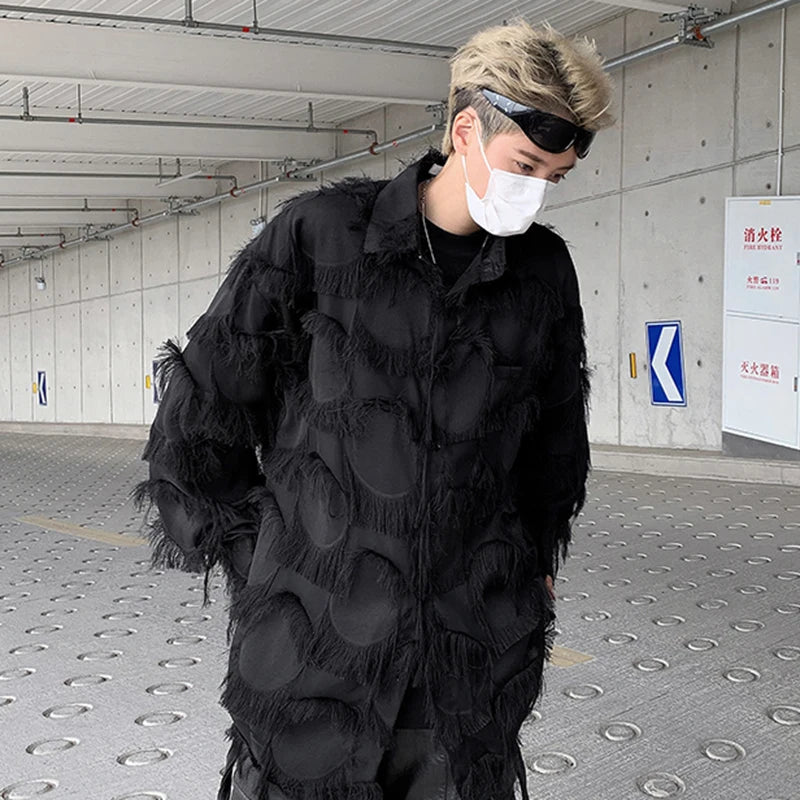 Black Fringe Loose Cotton Shirt