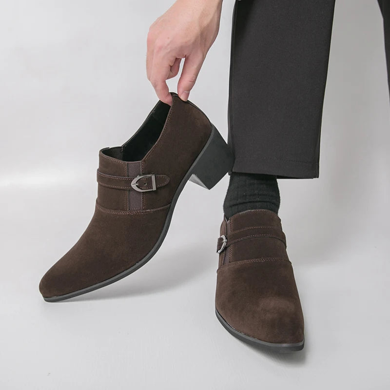 Suede Heeled Banquet Men's Shoes