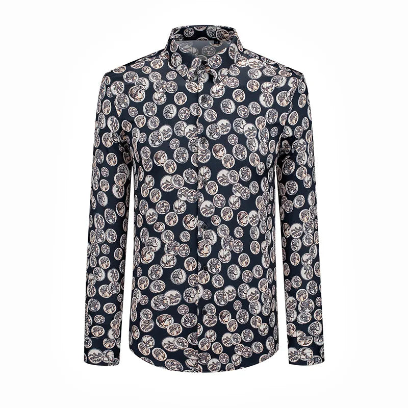 Retro Printed Pattern Men's Shirt