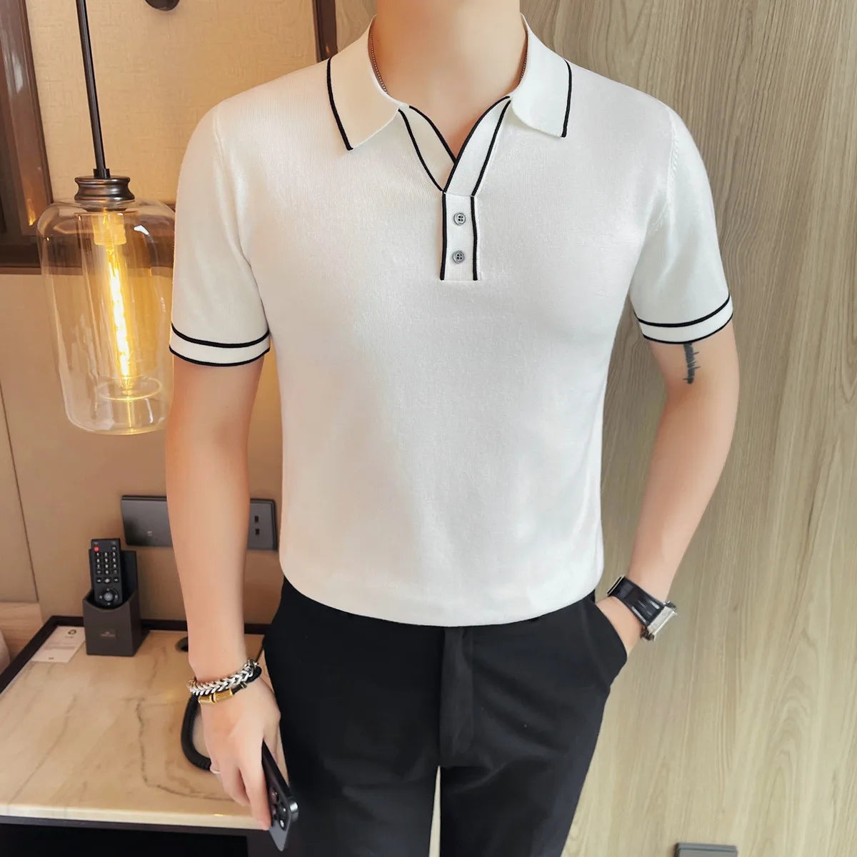 Solid Short Sleeve Slim-Fit Polo Shirt