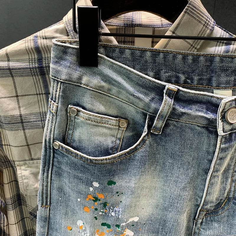 Streetwear Spray Paint Personality Fashion Jeans