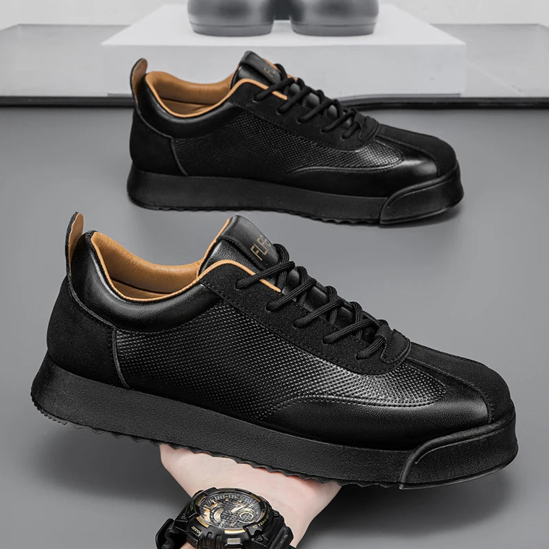Perforated Leather Panels Platform Sneakers