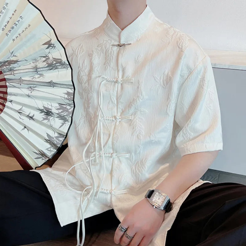 Jacquard Chinese Style Cotton Shirt