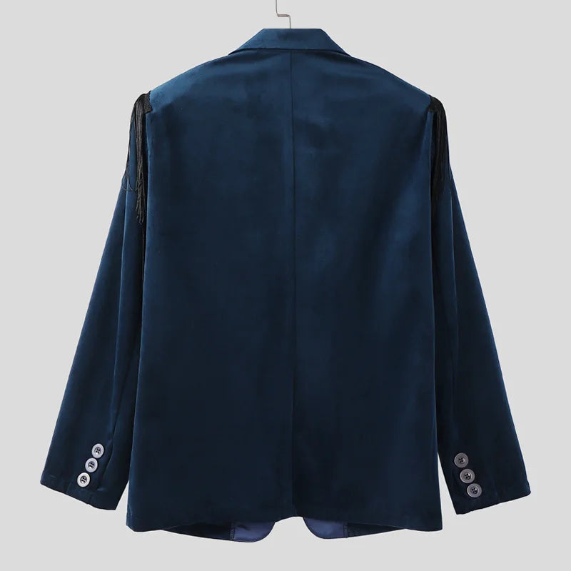 Tassel Patchwork Lapel Polyester Blazer