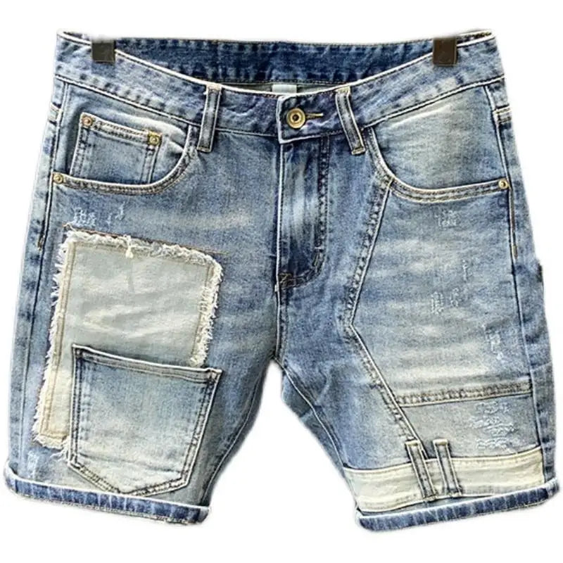 Summer Light Denim Patch Denim Shorts