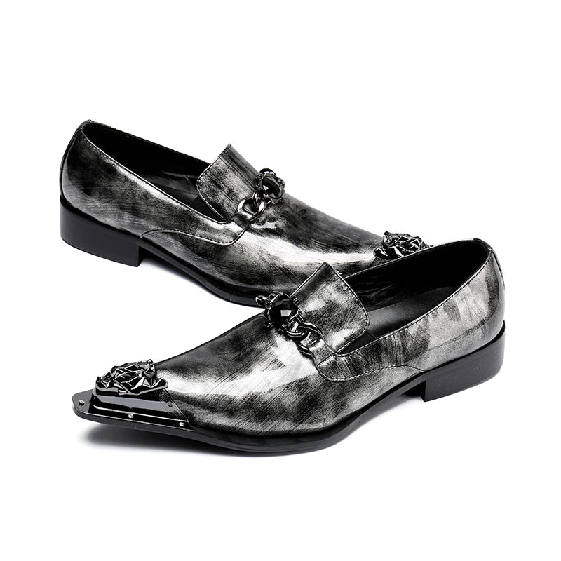 Metal Appliques Pointed Toe Shoes