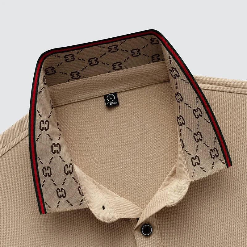 Collar Patterned Embroidery Polo Shirt
