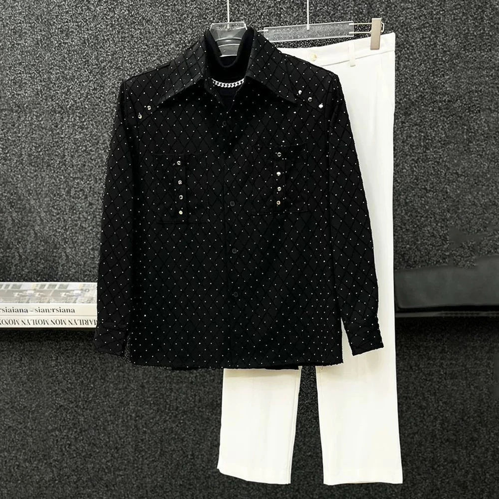 Rhinestone Night Sky Shining Casual Shirt