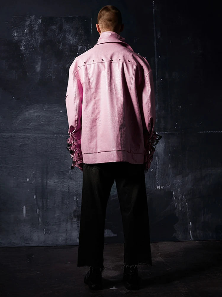 Oversized Black Pink Crocodile Printed Jacket