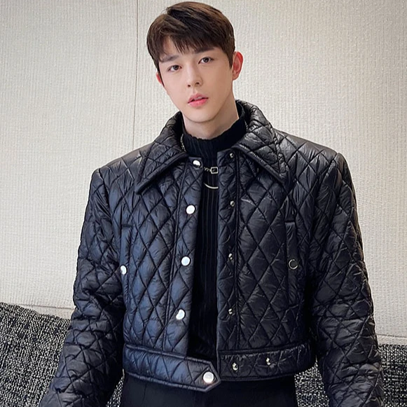 Rhombus Grid Thickened Padded Parka