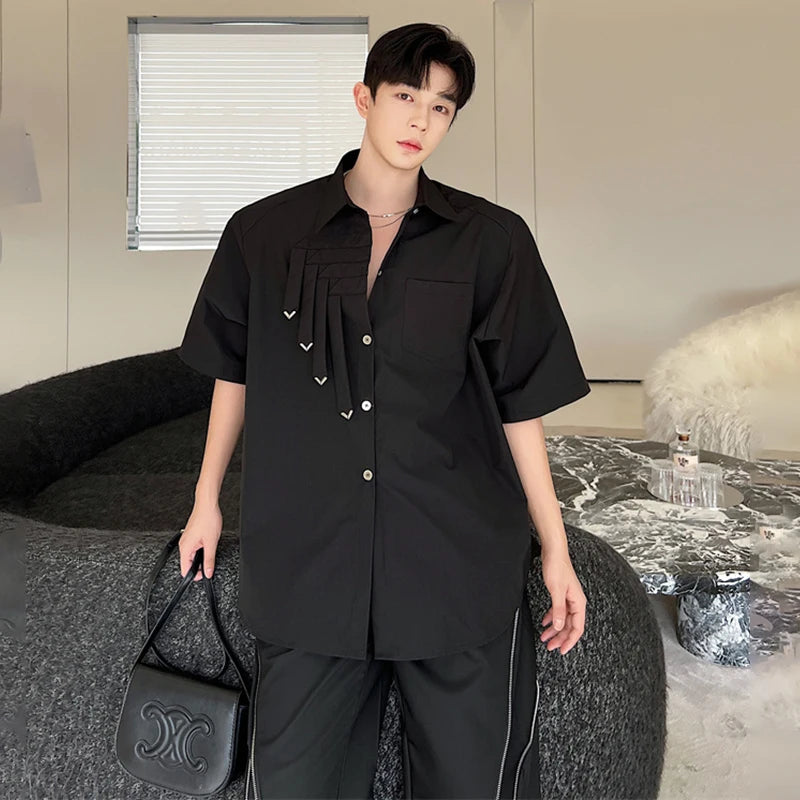 Trendy Layer Ribbon Patchwork Design Shirt