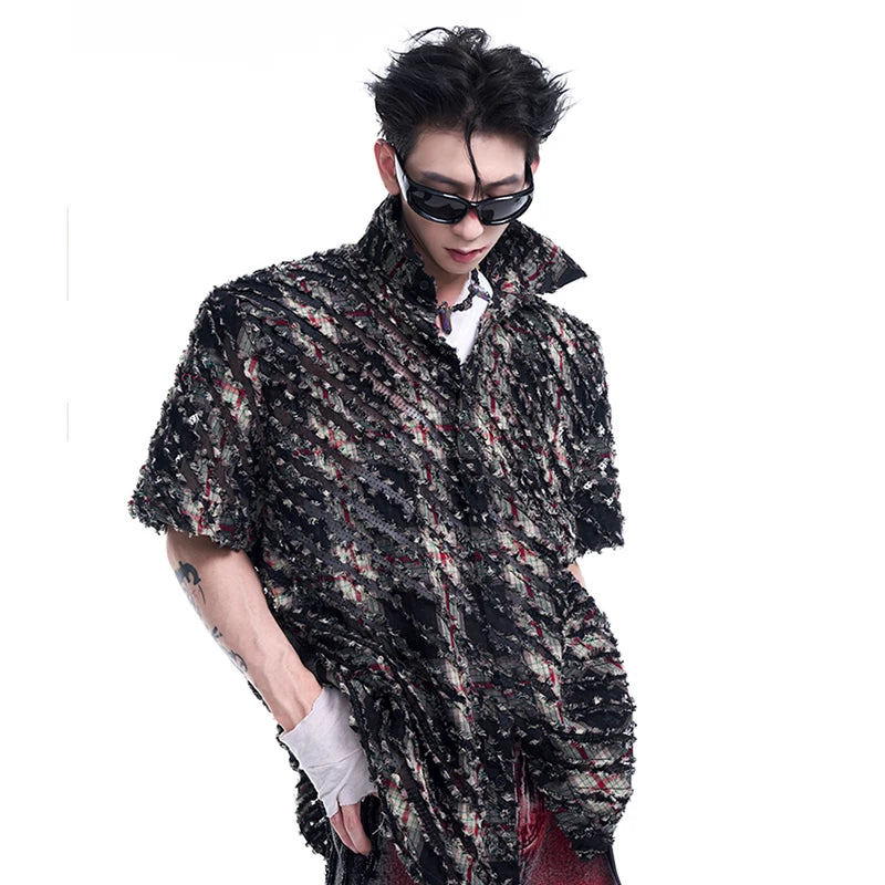Dark Plaid Detachable Long Sleeve Shirt