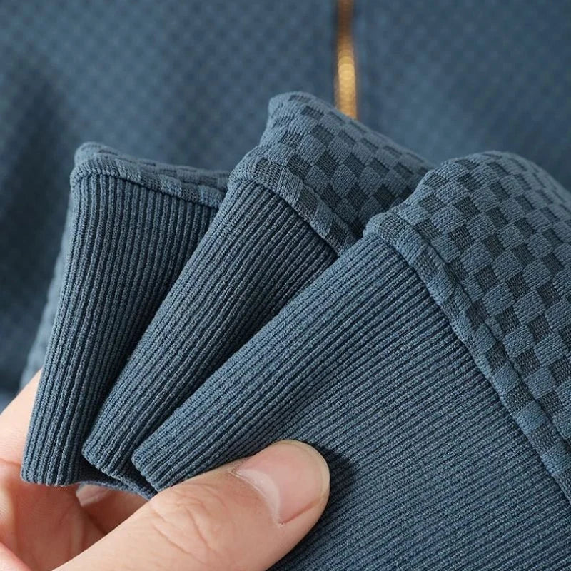 Plaid Geometric Jacquard Zipper Sweater