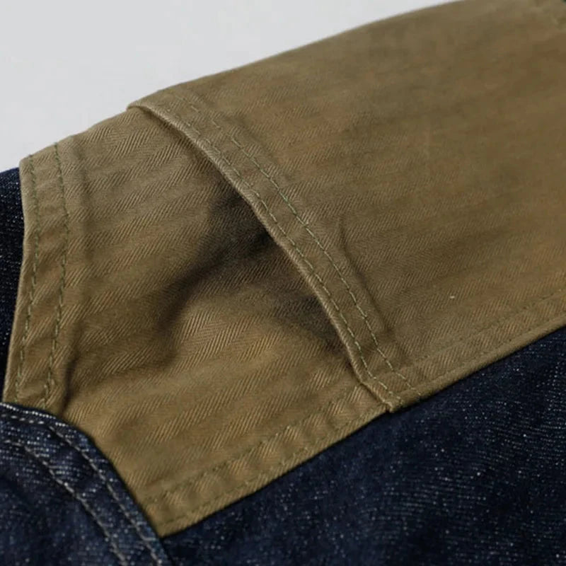 Casual Patchwork Zipper Fly Stonewashed Cargo