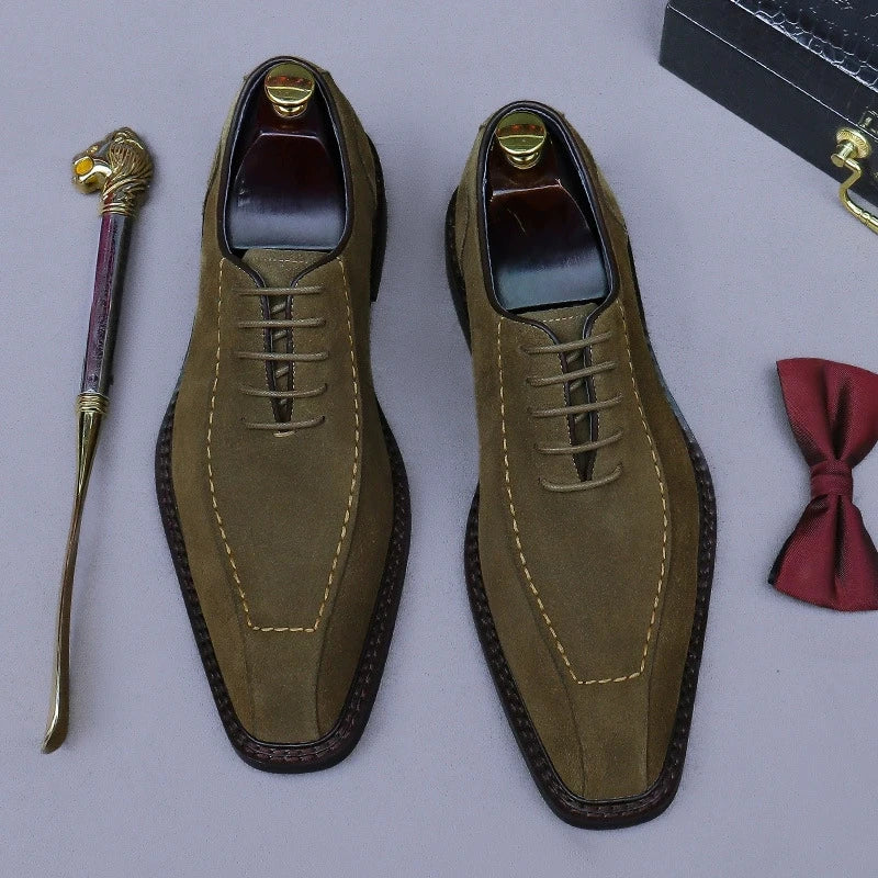 Men's Suede Square Toe Dress Shoes