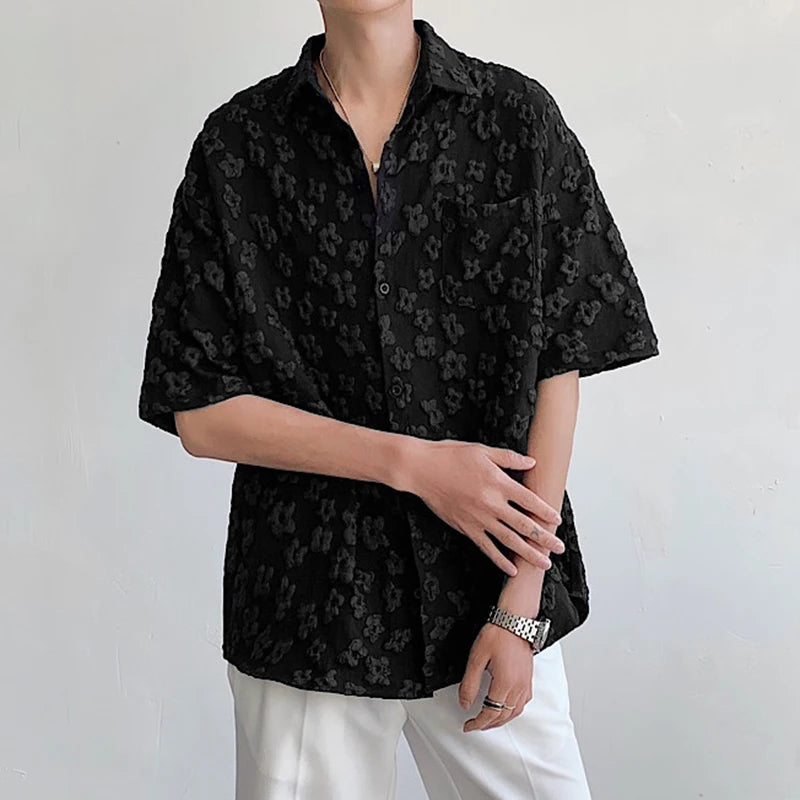 Flower Jacquard Loose Polyester Shirt