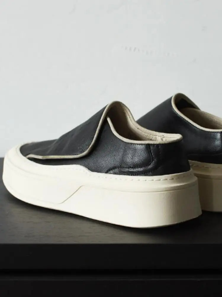 Casual Handmade Genuine Leather Slip On Sneakers
