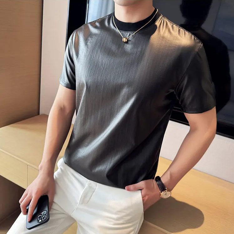 Shiny Striped O-Neck Men's T-Shirt