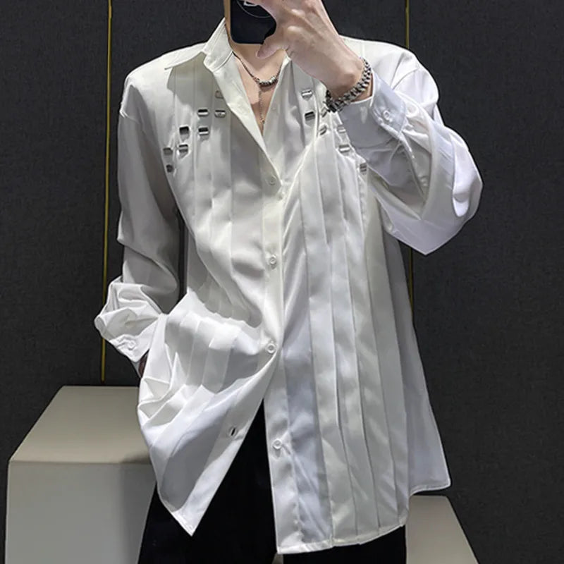 Pleated Design with Metal Buckle Shirt