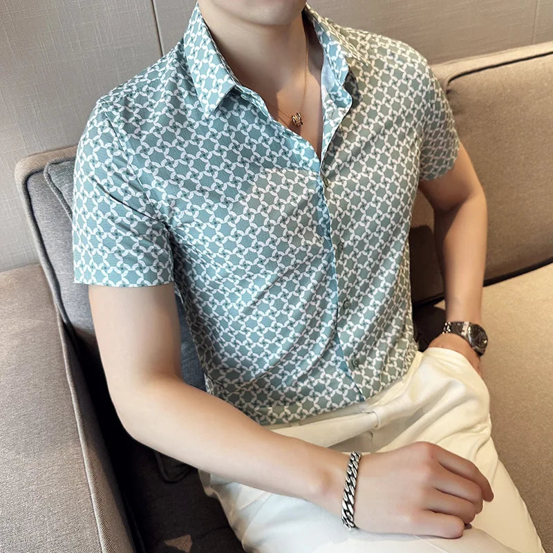 Geometric Pattern Slim Fit Casual Shirt