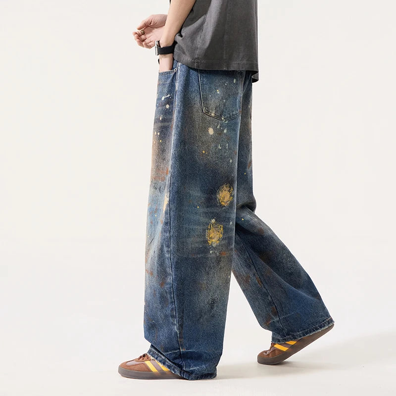 Ink Splash Graffiti Barrel Jeans