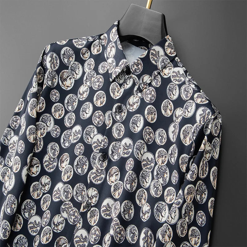 Retro Printed Pattern Men's Shirt