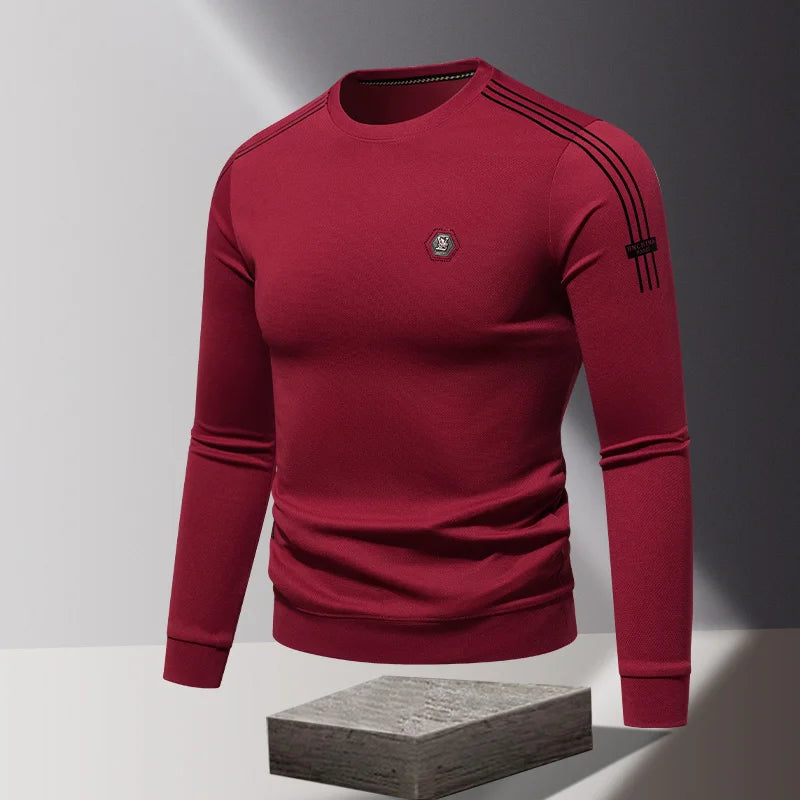 Casual Striped Shoulder Long Sleeve T-Shirt