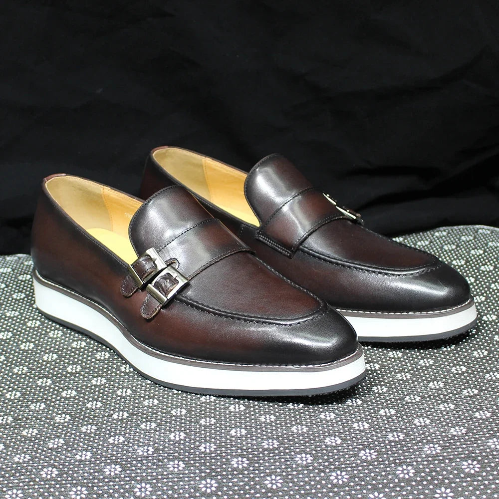 Double Buckle Slip-On Casual Loafers