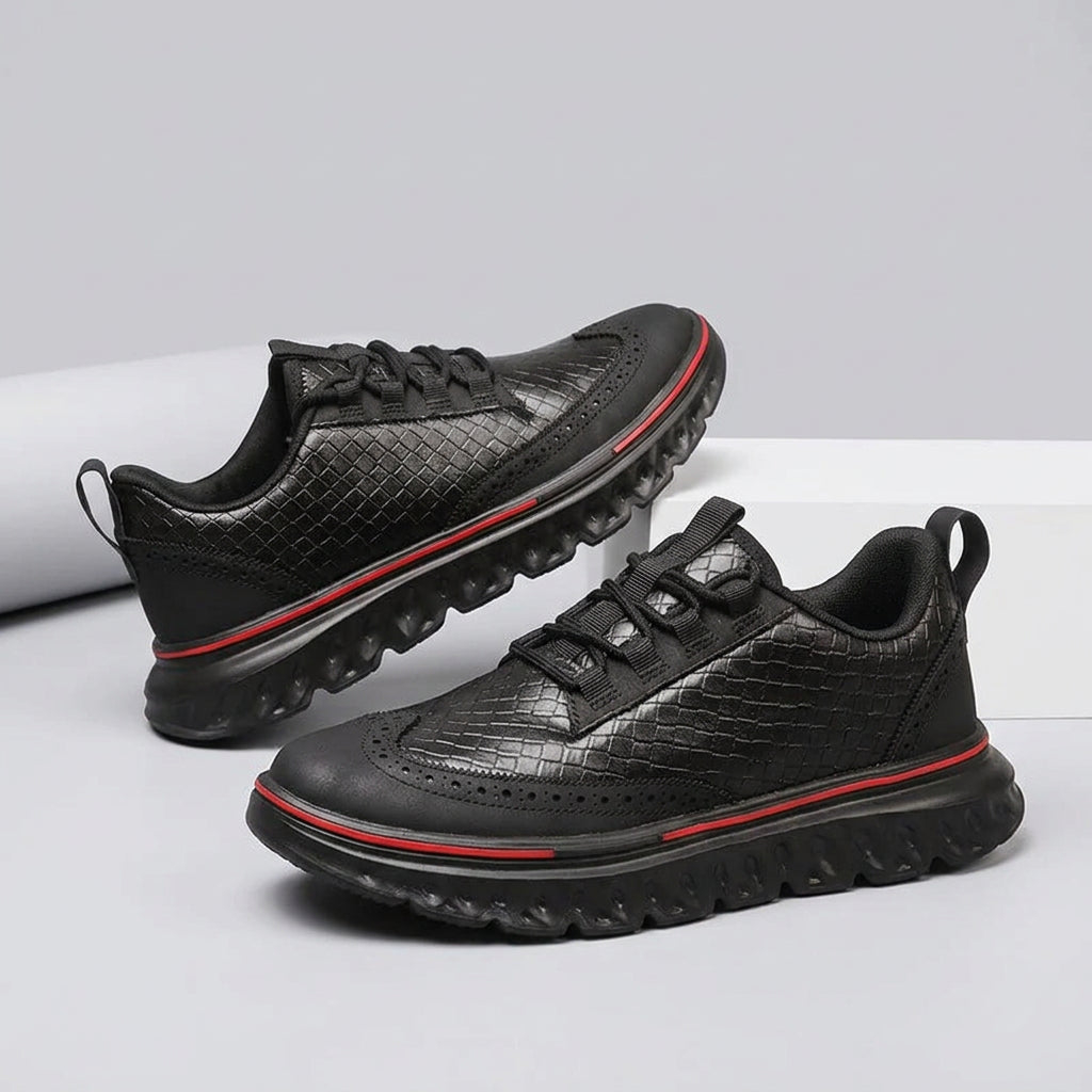 Casual Solid Woven Texture Brogues Sneakers