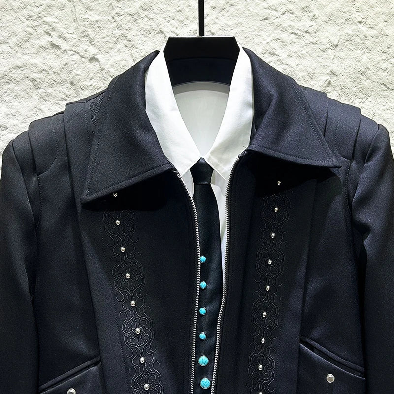 Deconstructed Design Rivet Pattern Jacket