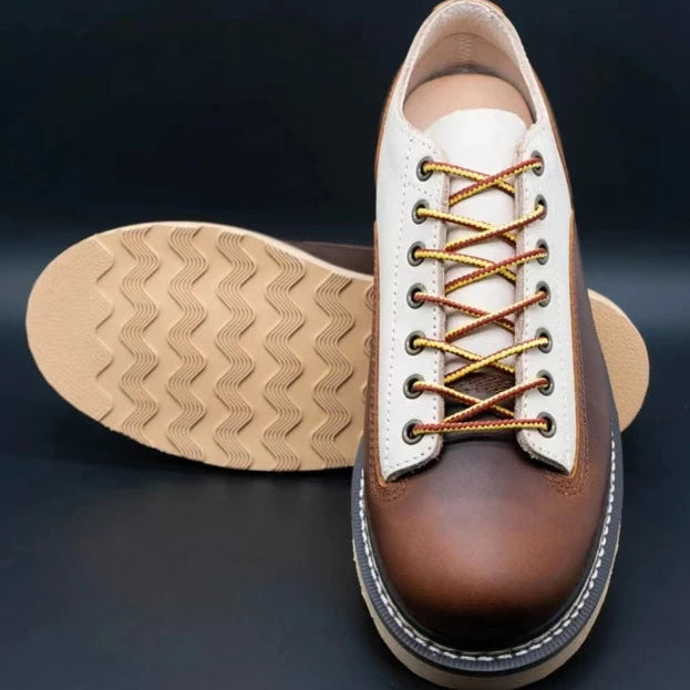 Cow Leather With Canvas Lace-Up Shoes