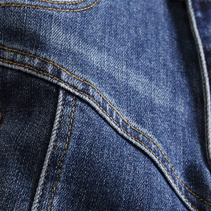 Retro Patchwork Men's Blue Jeans