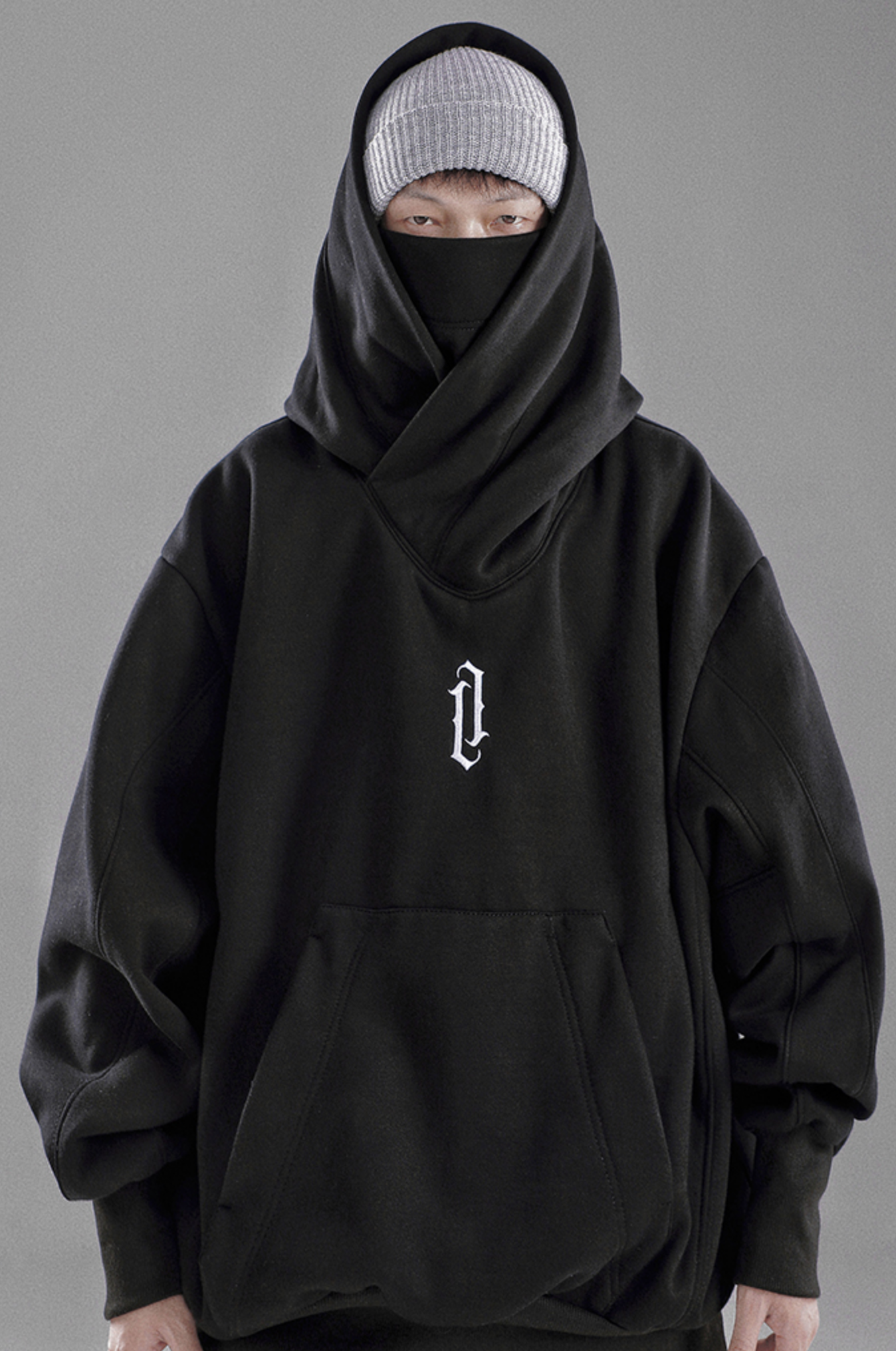 Oversize High Collar Solid Color Hoodie