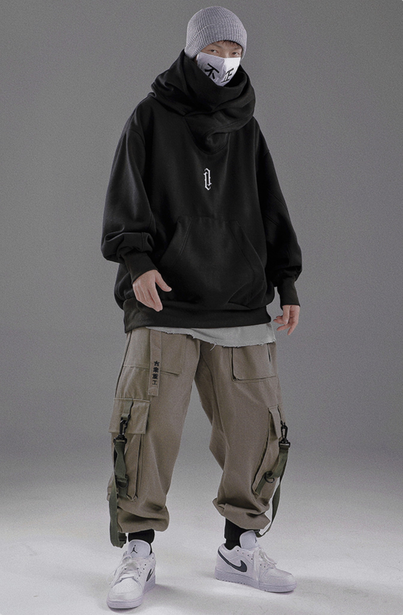 Oversize High Collar Solid Color Hoodie