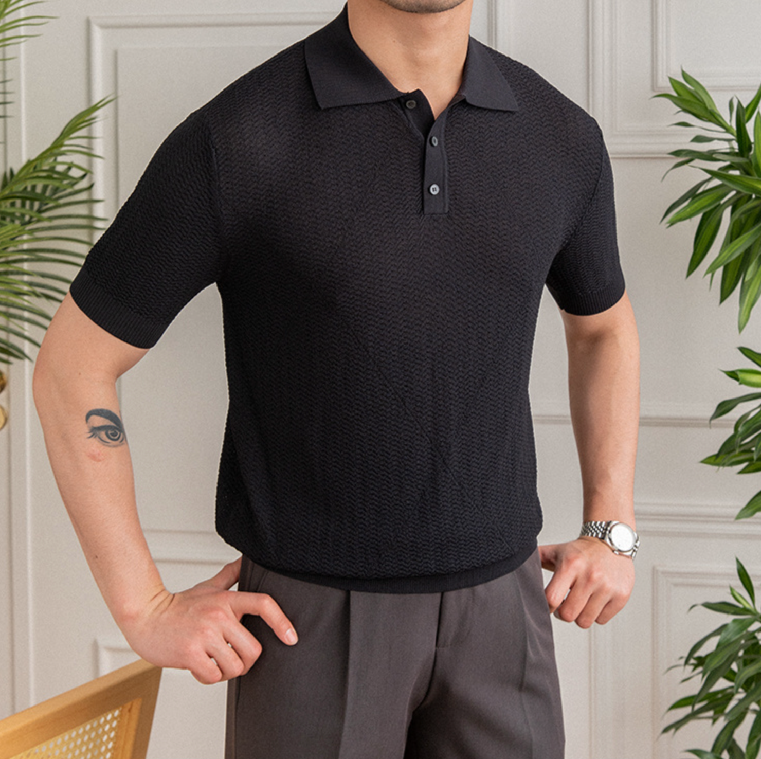 Casual Solid Color Short Sleeve Polo Shirt