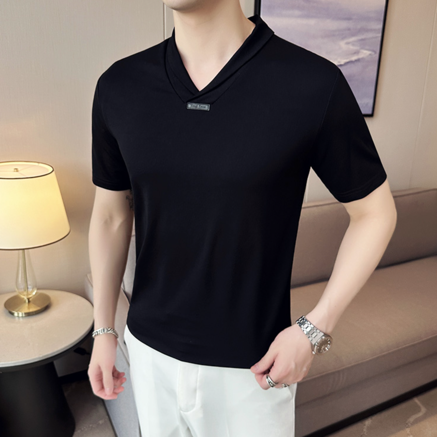 Slim Fit Ice Silk Casual Short Sleeve T-Shirt