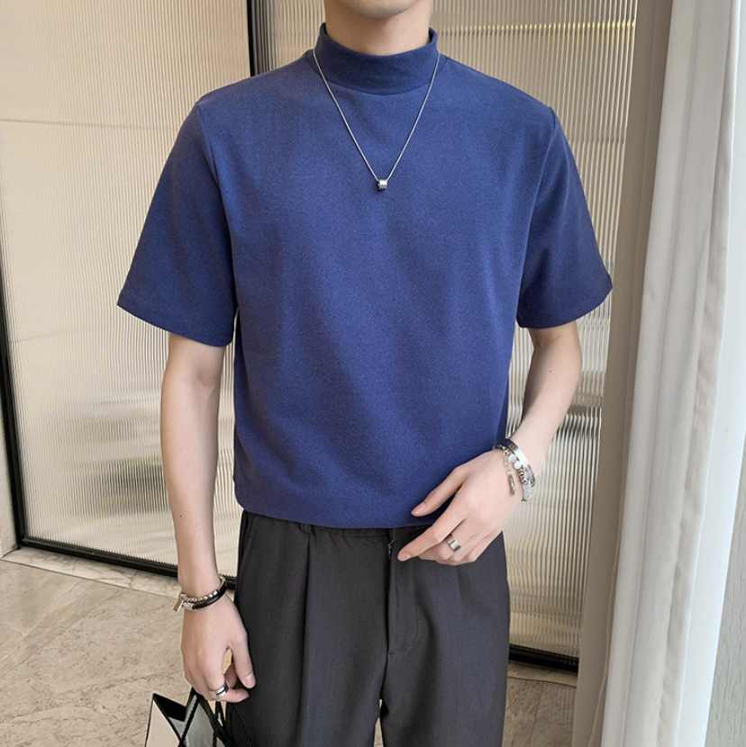 Solid Color Turtleneck Loose T-Shirt