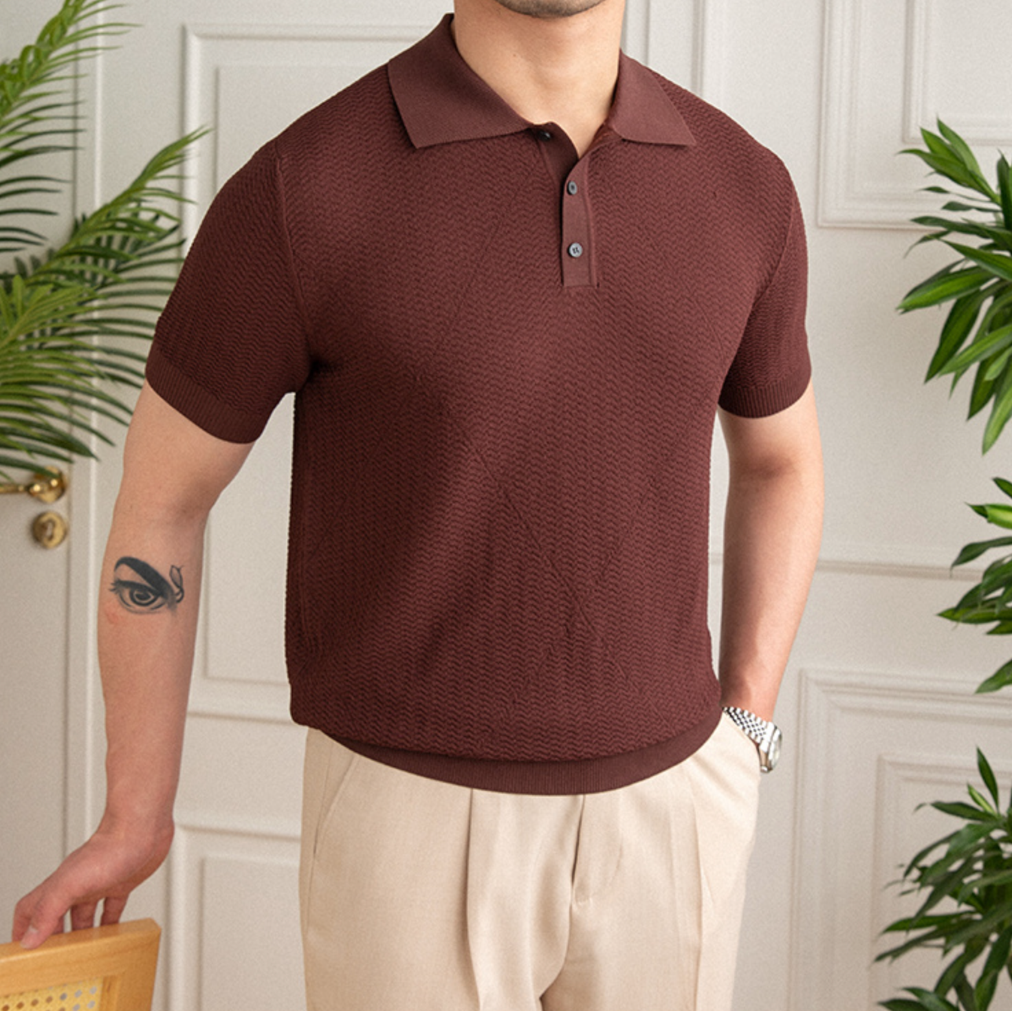 Casual Solid Color Short Sleeve Polo Shirt