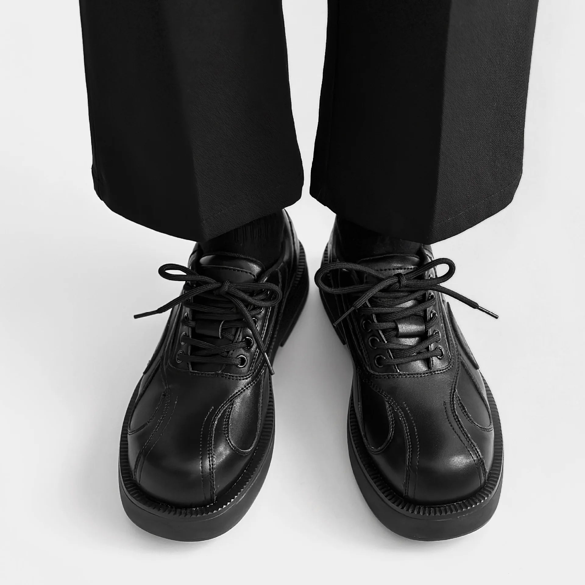 Business Formal White Black Leather Shoes