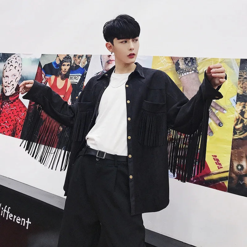 Fringed Long Sleeve Single Breasted Shirt