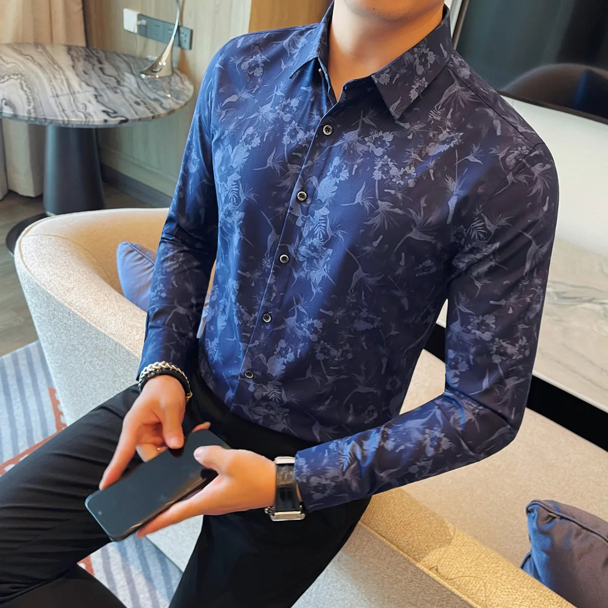 Men's Floral Slim-Fit Shirt
