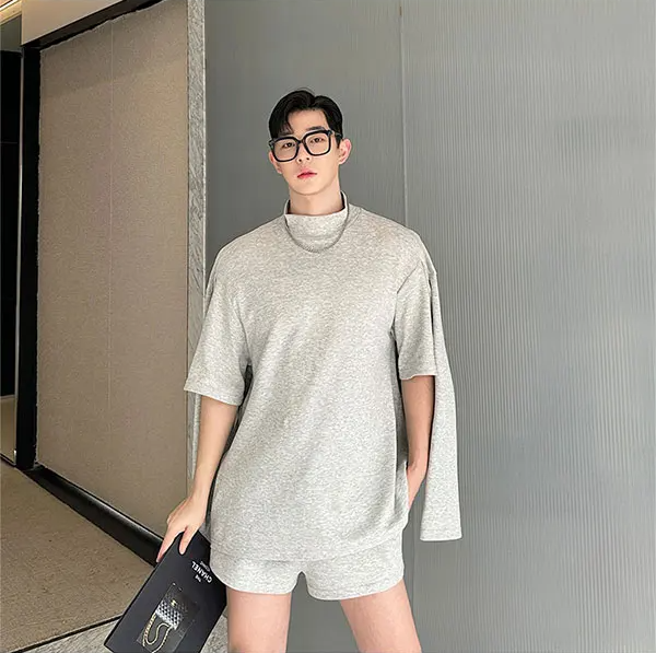 Stand Collar Sweatshirt Shorts Set